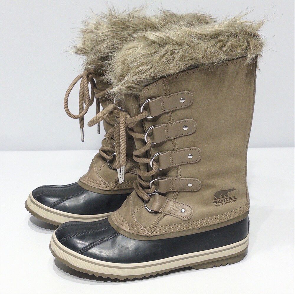 Sorel Joan Of Arctic Beige Suede Waterproof Winter Boots Women 7.5 - Light Wear